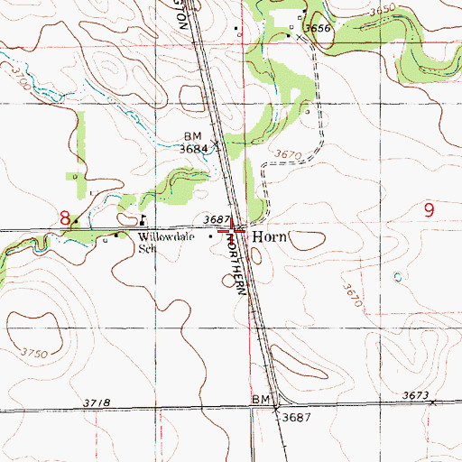 Topographic Map of Horn (historical), NE
