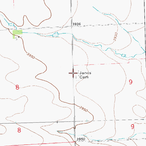 Topographic Map of Jarvis Cemetery, CO