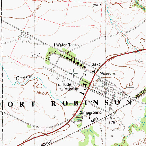 Topographic Map of Fort Robinson (historical), NE