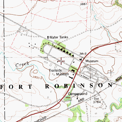 Topographic Map of Fort Robinson Post Office (historical), NE