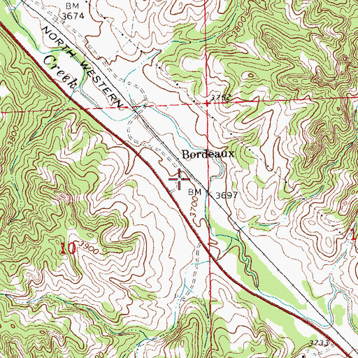 Topographic Map of Bordeaux, NE