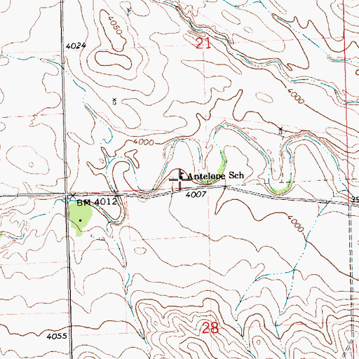 Topographic Map of Antelope Post Office (historical), NE
