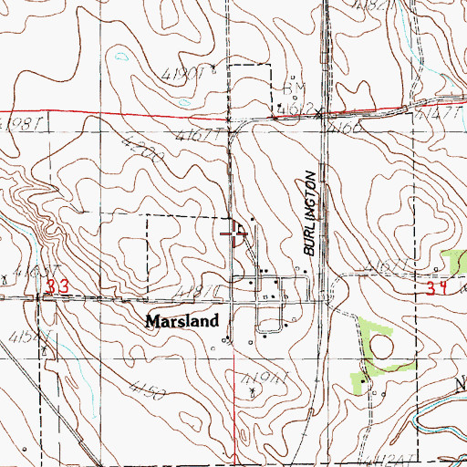 Topographic Map of Marsland Public School, NE