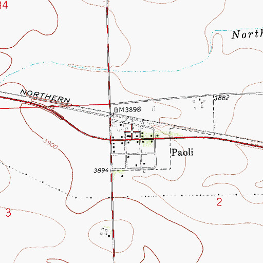 Topographic Map of Paoli, CO