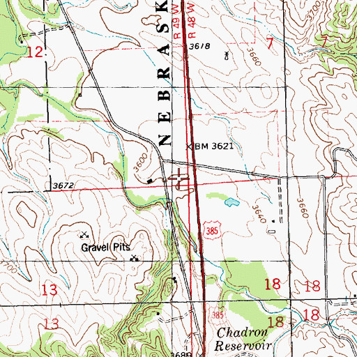 Topographic Map of Chadron Creek Trading Post Historical Marker, NE