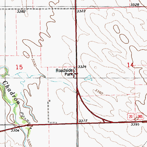 Topographic Map of The Fort Pierre - Fort Laramie Trail Historical Marker, NE