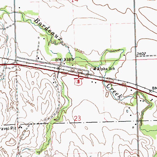 Topographic Map of Bordeaux Trading Post Historical Marker, NE