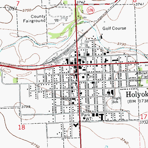 Topographic Map of Holyoke, CO