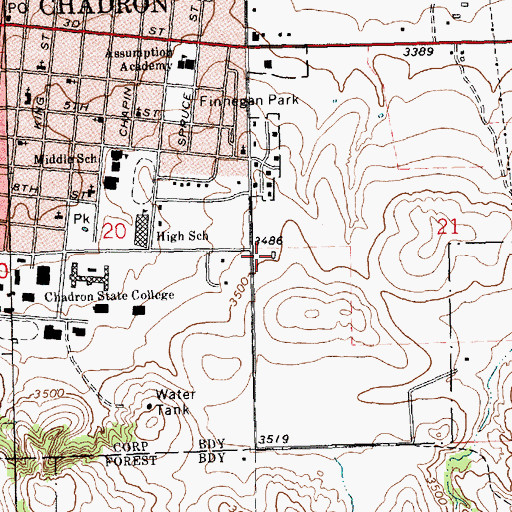 Topographic Map of Bible Baptist Church, NE