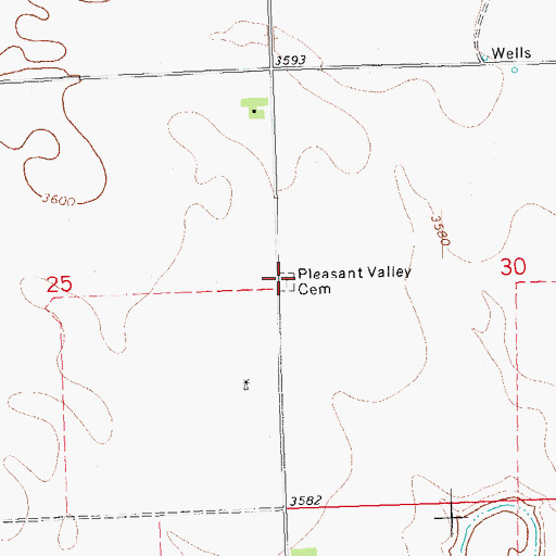 Topographic Map of Pleasant Valley Cemetery, CO