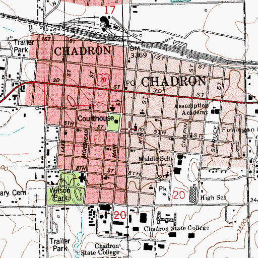 Topographic Map of Grace Episcopal Church, NE