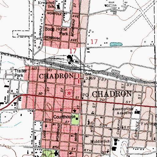 Topographic Map of Chadron Police Department, NE