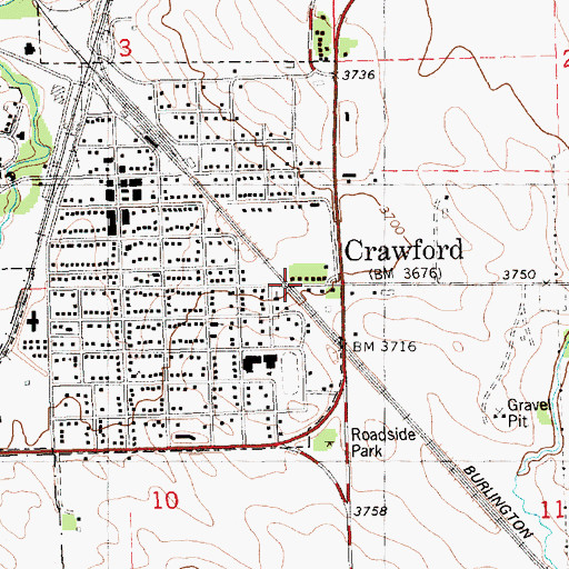 Topographic Map of Crawford, NE