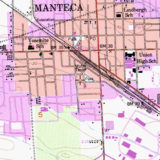 Topographic Map of Baccileri Park, CA