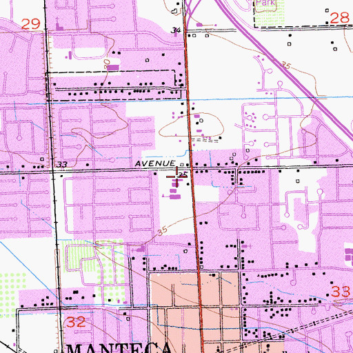 Topographic Map of Cardoza Shopping Center, CA