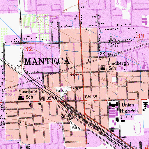 Topographic Map of First Assembly of God Church, CA