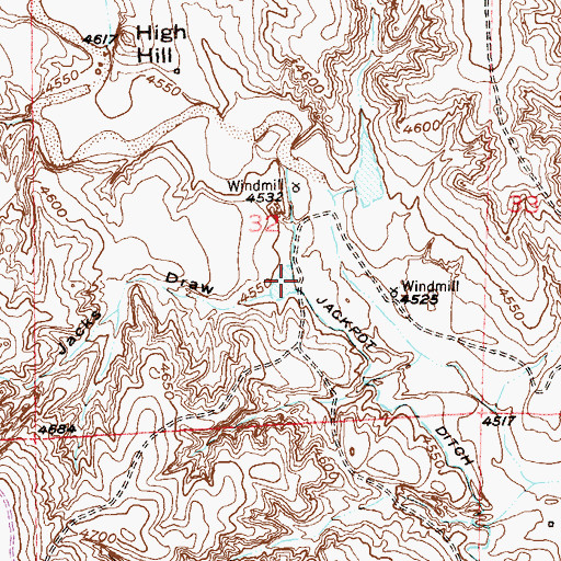 Topographic Map of Jacks Draw, CO