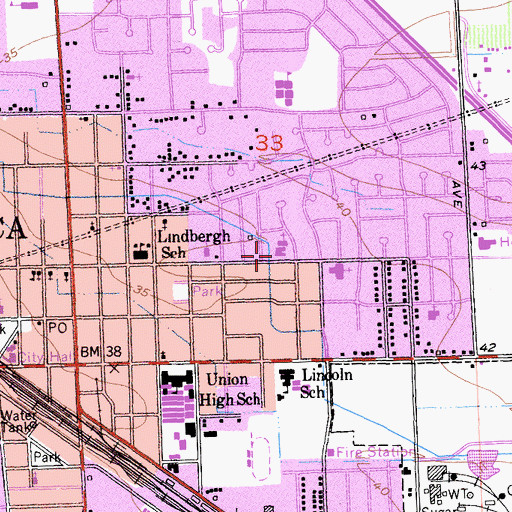Topographic Map of First Baptist Church, CA