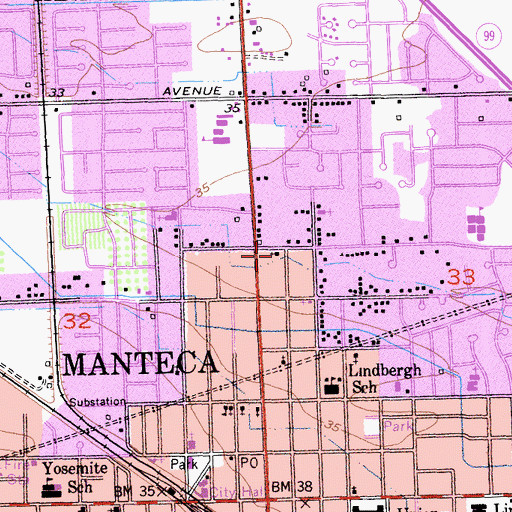 Topographic Map of First Missionary Baptist Church, CA