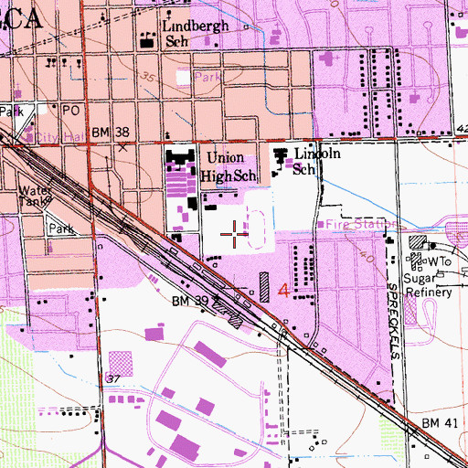 Topographic Map of Gus Schmiedt Stadium, CA