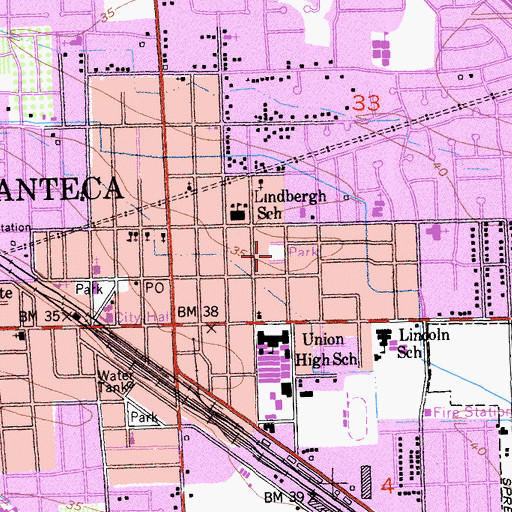 Topographic Map of Hildebrand Park, CA