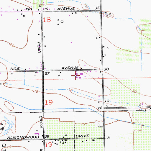 Topographic Map of Nile Garden Elementary School, CA