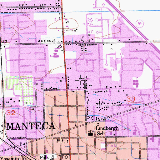 Topographic Map of North Side Church of Christ, CA