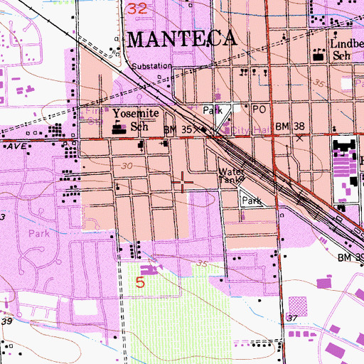 Topographic Map of South Side Park, CA