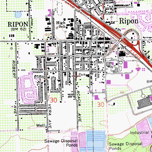Topographic Map of Acacia Park, CA