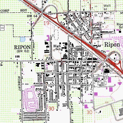 Topographic Map of Heartland Community Church, CA