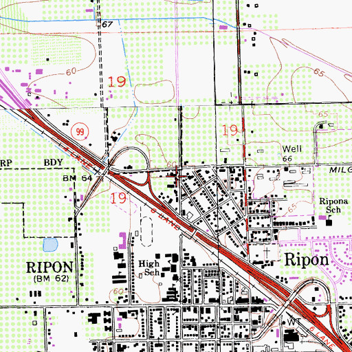 Topographic Map of First Baptist Church, CA