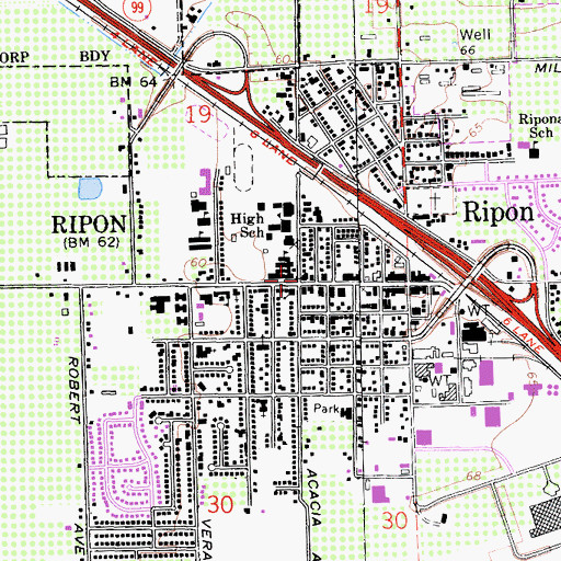 Topographic Map of First Congregational Church, CA