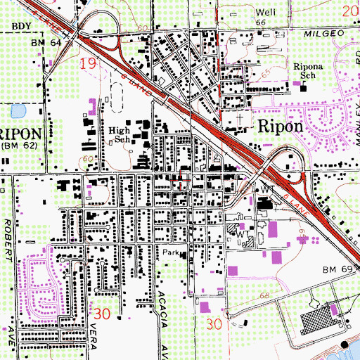 Topographic Map of Free Methodist Church, CA