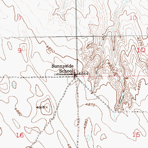 Topographic Map of Sunnyside School, CO