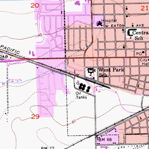 Topographic Map of Lincoln West Plaza Shopping Center, CA