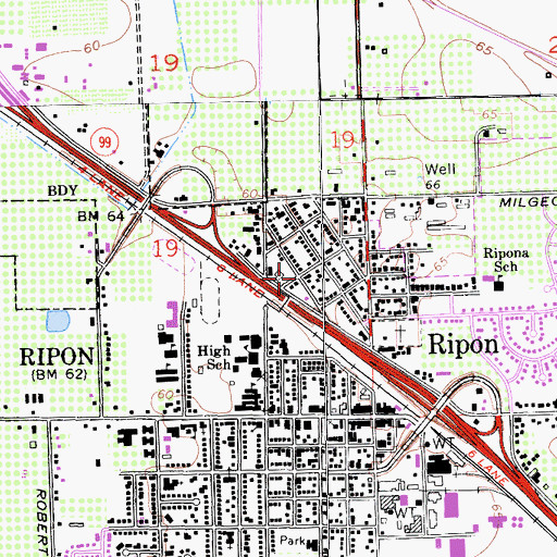 Topographic Map of Ripon Assembly of God Church, CA