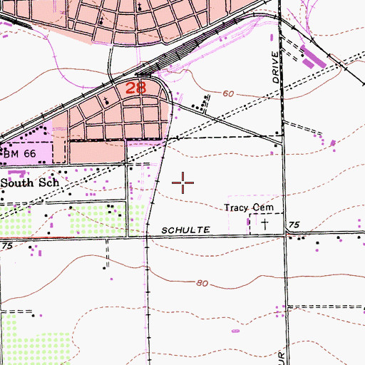 Topographic Map of Stevens Park, CA