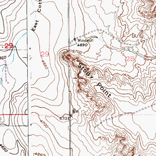 Topographic Map of Stony Point, CO