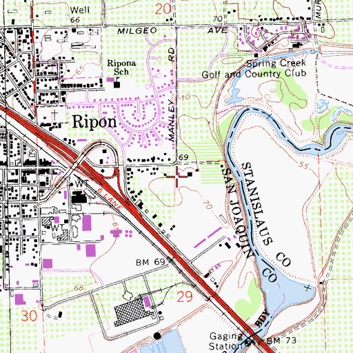 Topographic Map of Swiss Hall, CA
