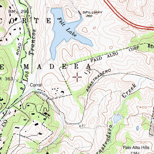 Topographic Map of Arastradero Preserve, CA