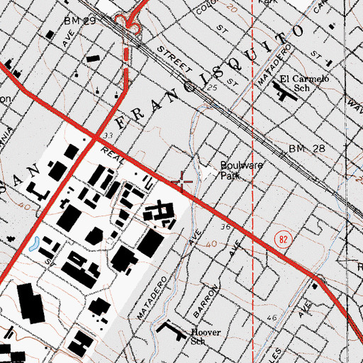 Topographic Map of Boulware Park, CA