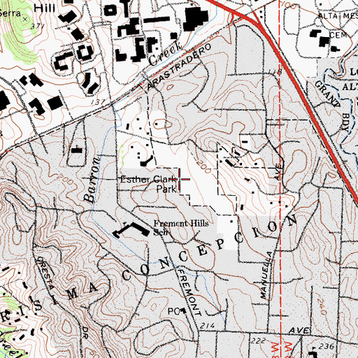 Topographic Map of Esther Clark Park, CA