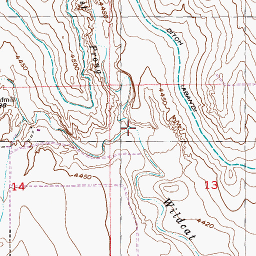 Topographic Map of East Prong Wildcat Creek, CO