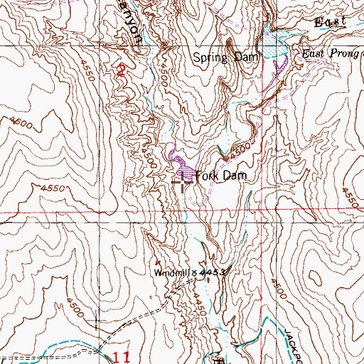 Topographic Map of Fork Dam, CO