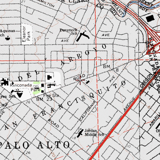 Topographic Map of First Congregational Church, CA