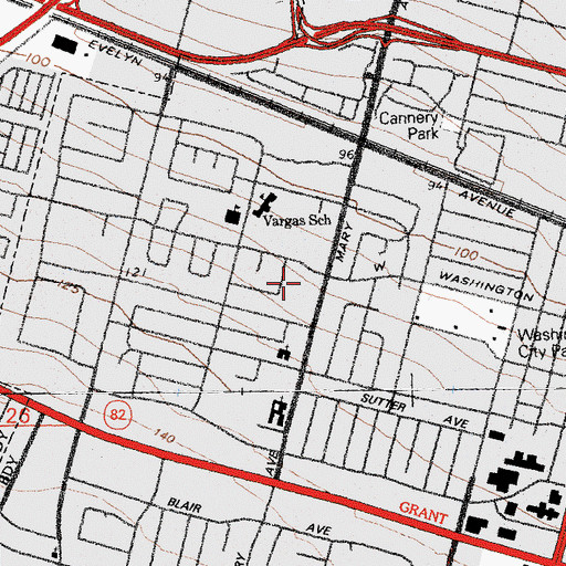 Topographic Map of Mary Manor Shopping Center, CA