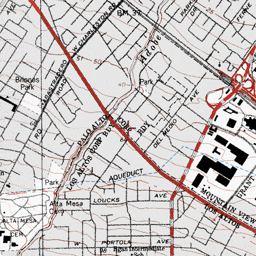 Topographic Map of Monroe Mini Park, CA