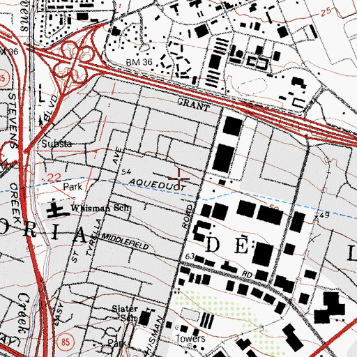 Topographic Map of New Frontier Mobile Home Park, CA