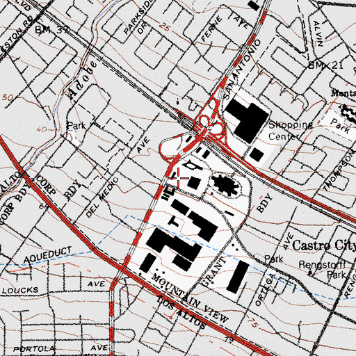 Topographic Map of Oildale Shopping Center, CA