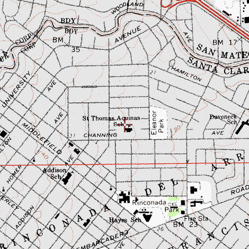 Topographic Map of Pardee Park, CA